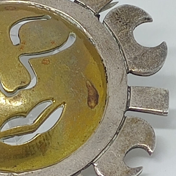 * vintage Taxco Mexico 925 & brass Sun brooch pin - Picture 4 of 8